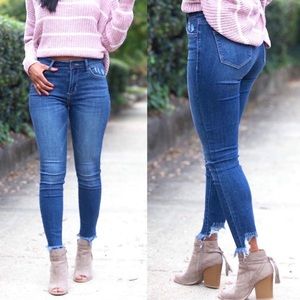 Cello Ankle Skinny Jeans w/ Destroyed Hem